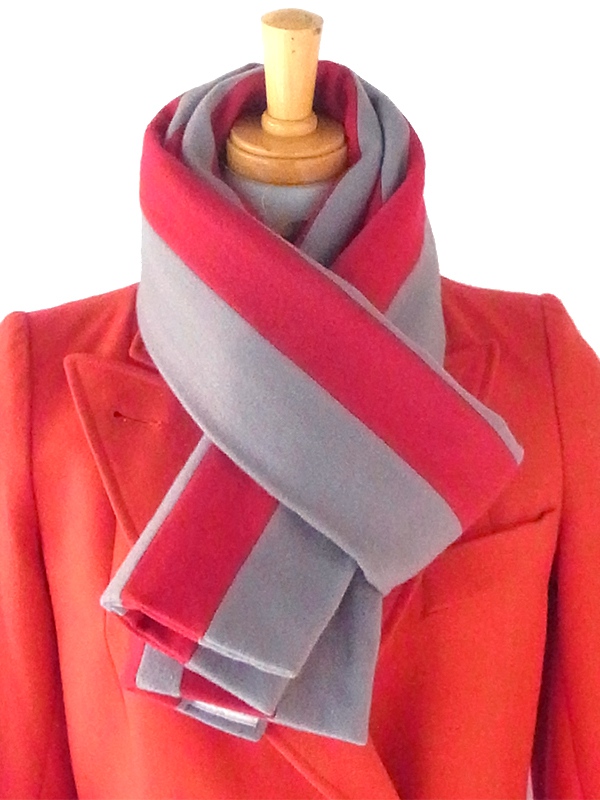 【ヨーロッパ古着】ロンドン買い付け グレイ X レッド ストライプ ウール スクール マフラー 18BS313【おとなかわいい】