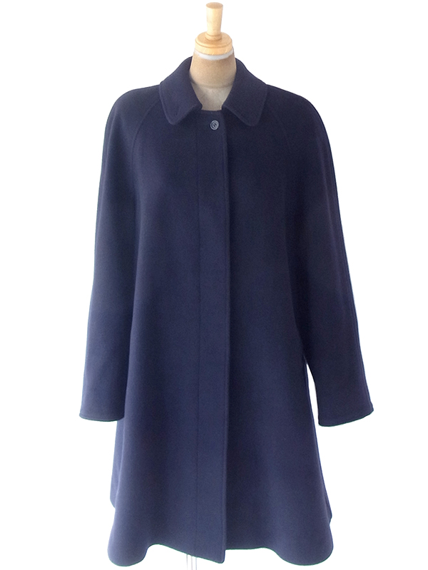 ヨーロッパ古着 ロンドン買い付け Burberry バーバリー ネイビー X 厚手 カシミア混ウール コート 20BS201