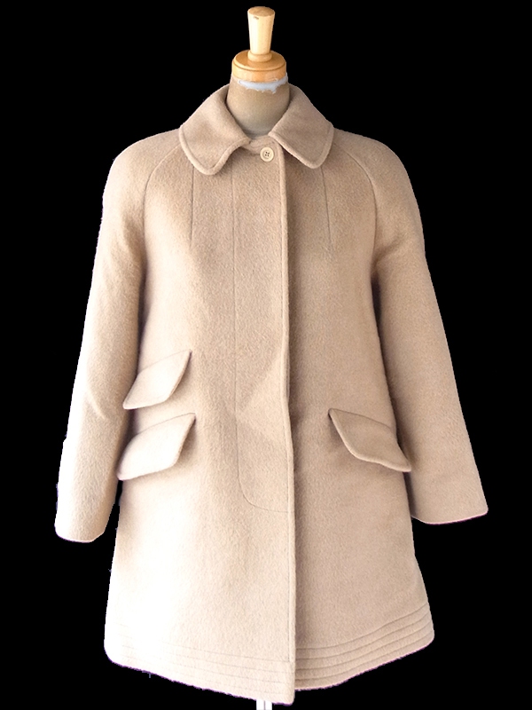 ヨーロッパ古着 イギリス製 Aquascutum アクアスキュータム ライトベージュ ウールコート :  20BS206