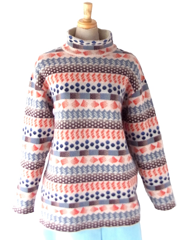 【送料無料】KENZO PARIS マルチカラー 総柄 ハイネック ヴィンテージ ウール ニット トップス 26NN000【ヨーロッパ古着】