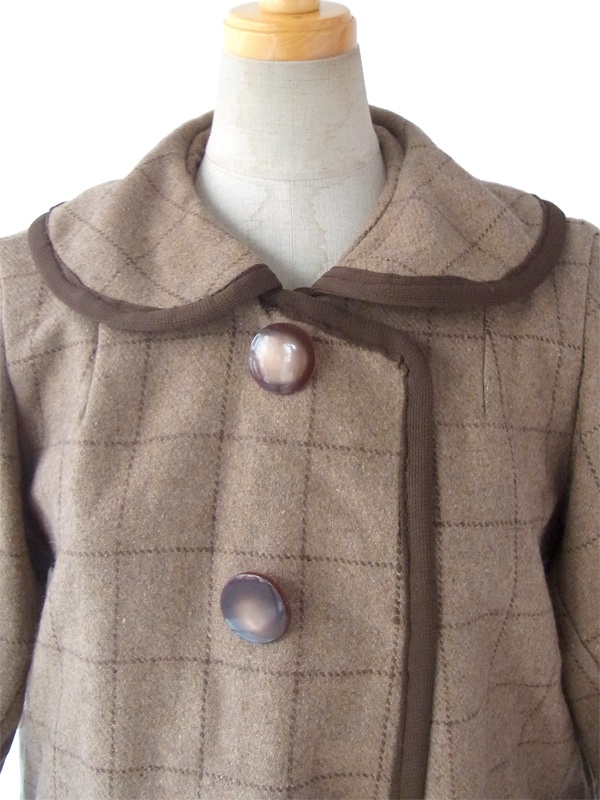 ヨーロッパ古着 ロンドン買い付け ライトブラウン X ブラウン チェック柄 ヴィンテージ コート 09UK1278