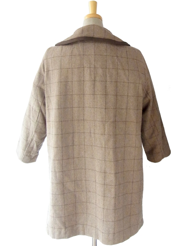 ヨーロッパ古着 ロンドン買い付け ライトブラウン X ブラウン チェック柄 ヴィンテージ コート 09UK1278