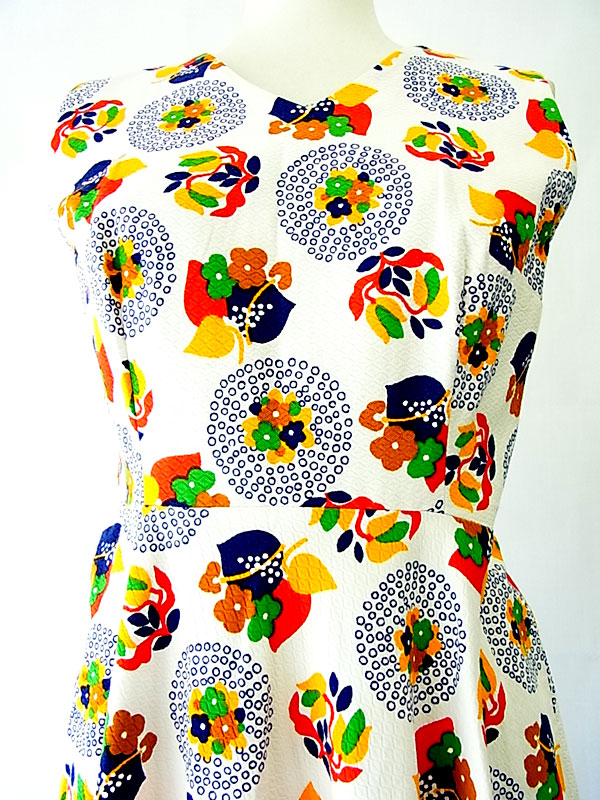 【美品】 フランス買付　ヴィンテージ　60年代製　レトロポッププリント　ワンピース　:古着 11FC1 【ヨーロッパ古着】