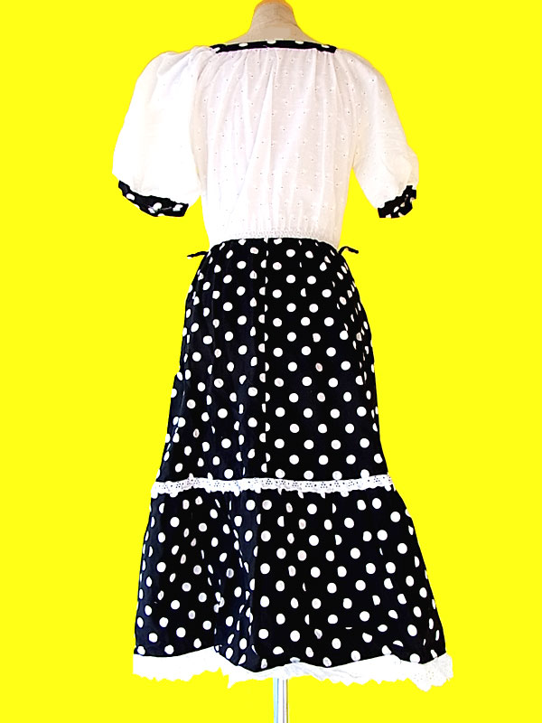 【美品】フランス買付　ヴィンテージ　60年代製　花柄 X 水玉プリント　ワンピース　:古着 11FC24【ヨーロッパ古着】