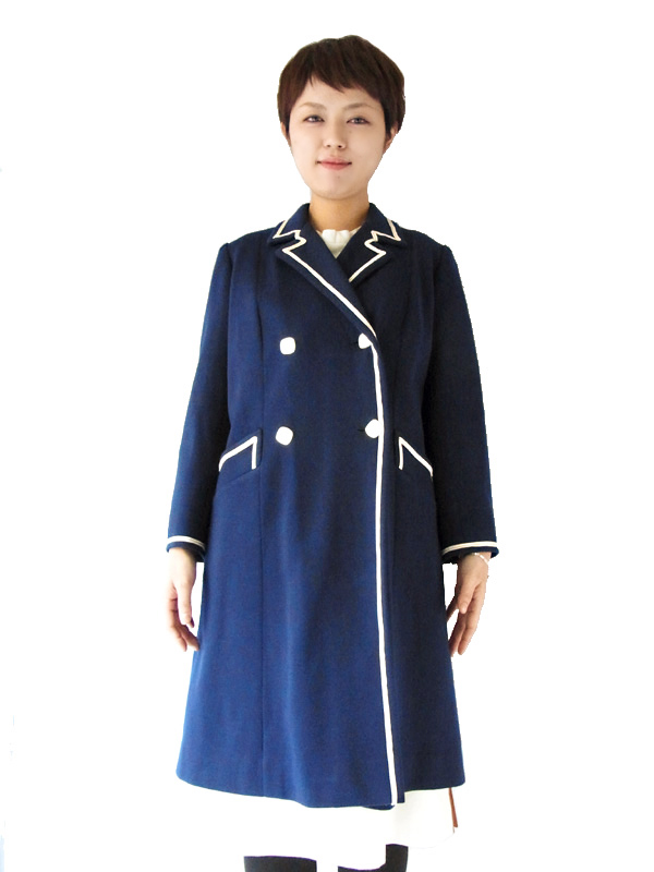 美しいロイヤルブルーのエレガントなライン♪映画に出てきそうなフランス買付けウールコート