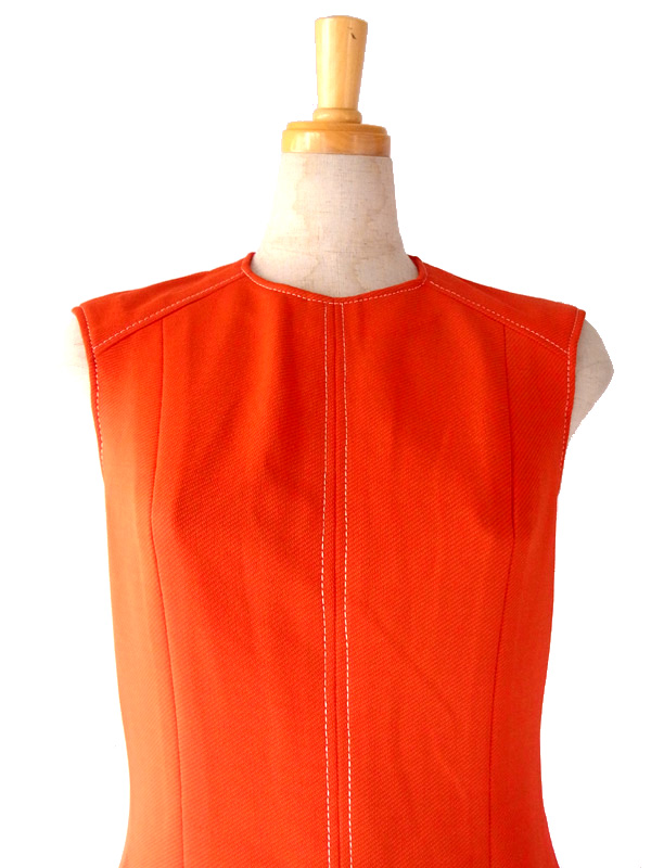 フランス買付け　レッド　レトロポップ　ヴィンテージ　ワンピース　ヨーロッパ古着