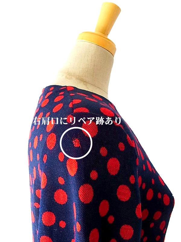 フランス買付け　レッド*ブルー　水玉　ヴィンテージ　ワンピース　ヨーロッパ古着　