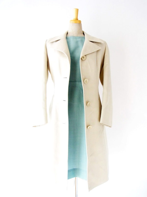 ヨーロッパ古着　フランス買付け　ヴィンテージ　アイボリー　スプリングコート
