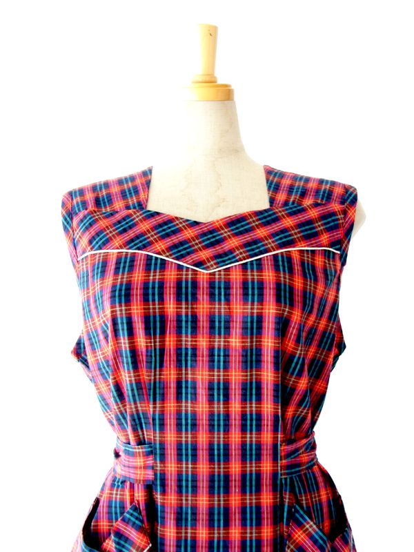 ヨーロッパ古着】フランス買い付け レッド x グリーン タータン  