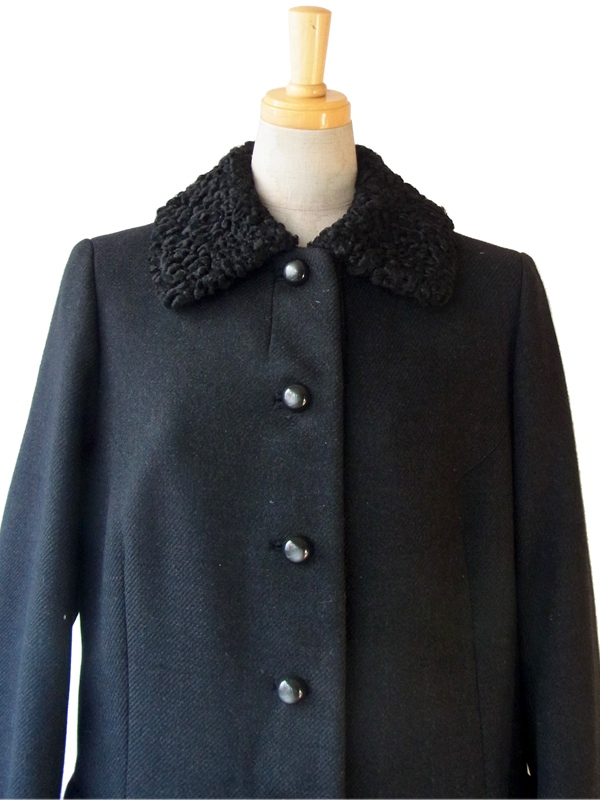 送料無料】フランス買い付け 60年代製 ブラック X ボア襟
