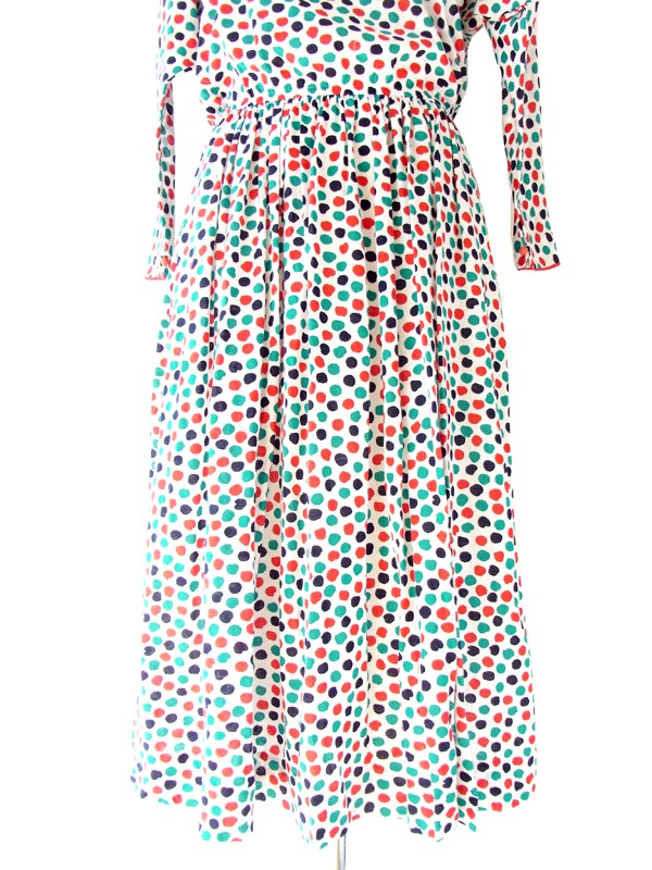 ヨーロッパ古着 ６０年代製 マルチカラー 水玉プリント レトロ ワンピース