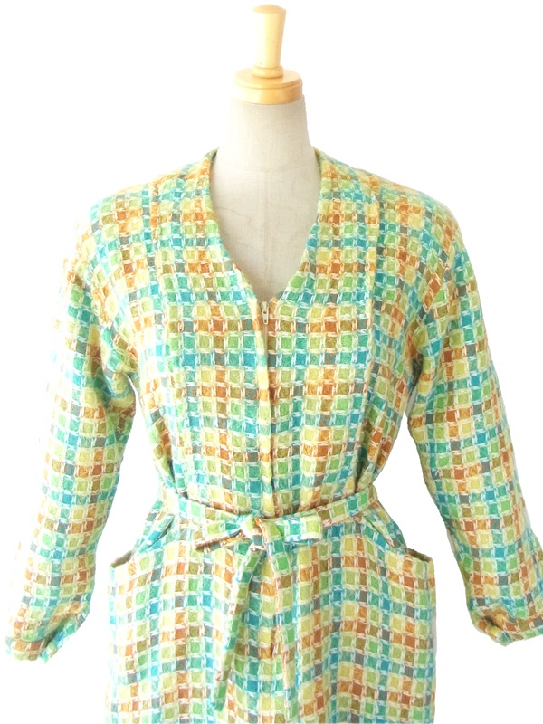 送料無料】フランス買い付け 60年代製 黄緑・ブルー・ブラウン