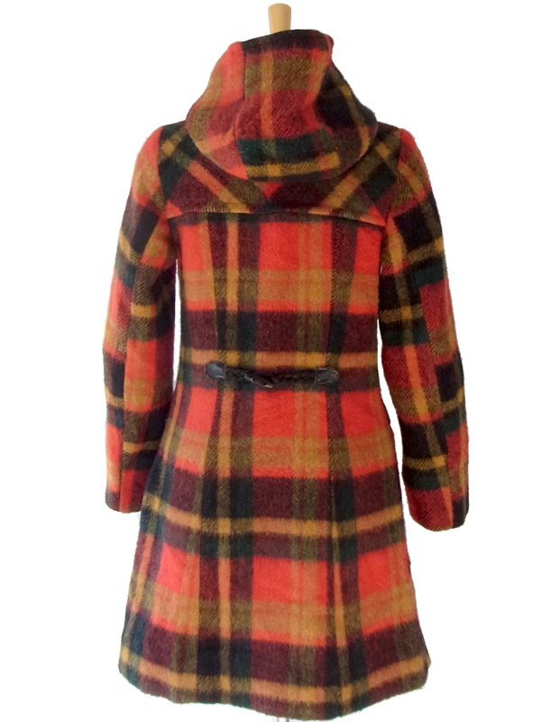 ヨーロッパ古着 ロンドン買い付け マルチカラー X タータンチェック ヴィンテージ ダッフルコート 15BS329
