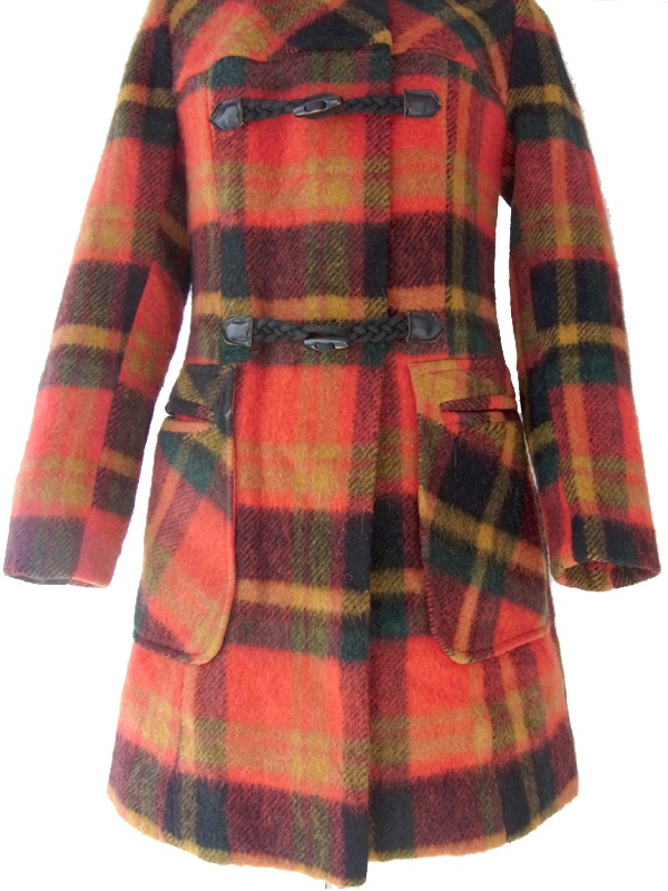 ヨーロッパ古着 ロンドン買い付け マルチカラー X タータンチェック ヴィンテージ ダッフルコート 15BS329