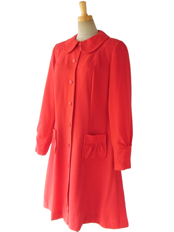 ヨーロッパ古着 ロンドン買い付け ６０年代製 レッド X Aラインシルエット ウールワンピース 15OM305