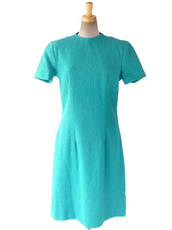 ヨーロッパ古着 ロンドン買い付け 60年代製 水色 X もこもこタオル地 レトロ ワンピース 16BS311