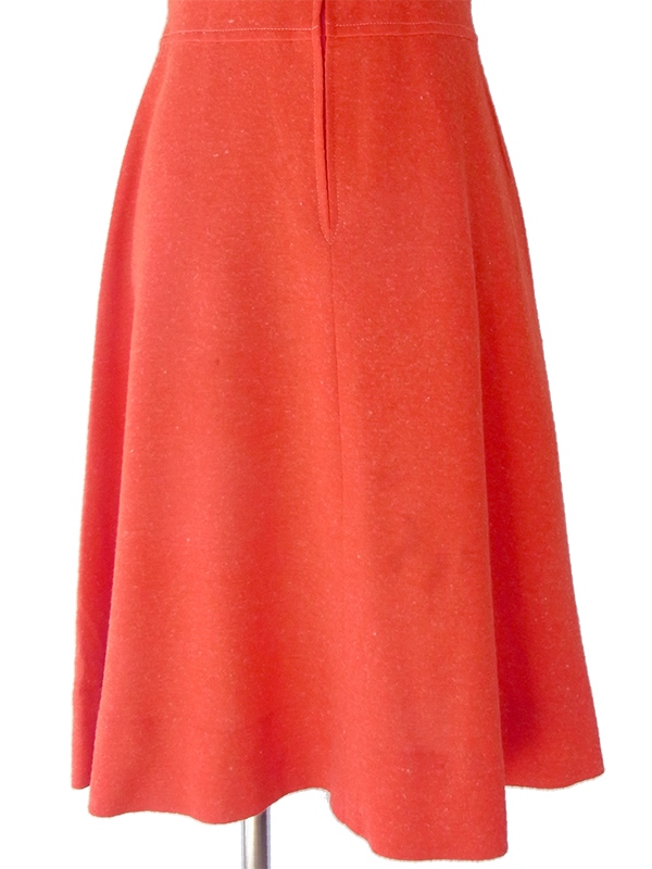 フランス買い付け ６０年代製 レッド X フロントジップ  レトロ ウール ワンピース 16FC401