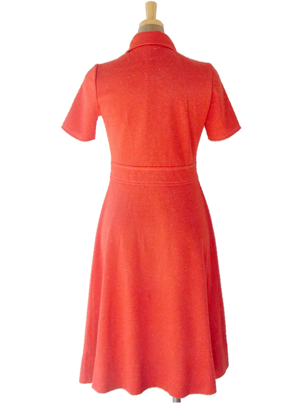 フランス買い付け ６０年代製 レッド X フロントジップ  レトロ ウール ワンピース 16FC401