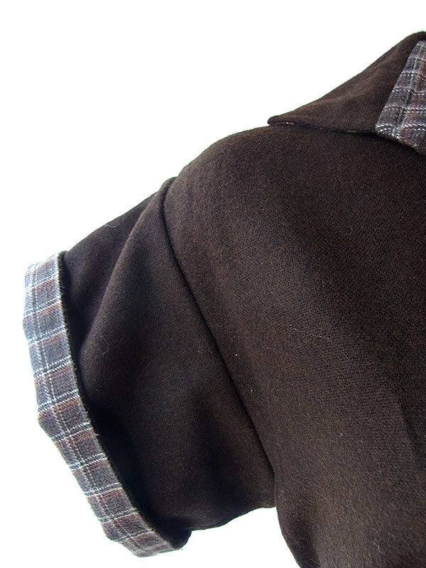 ヨーロッパ古着 60年代フランス製 claude sylger ブラウン X チェック 固定ベルト付き ヴィンテージ ワンピース 16FC513