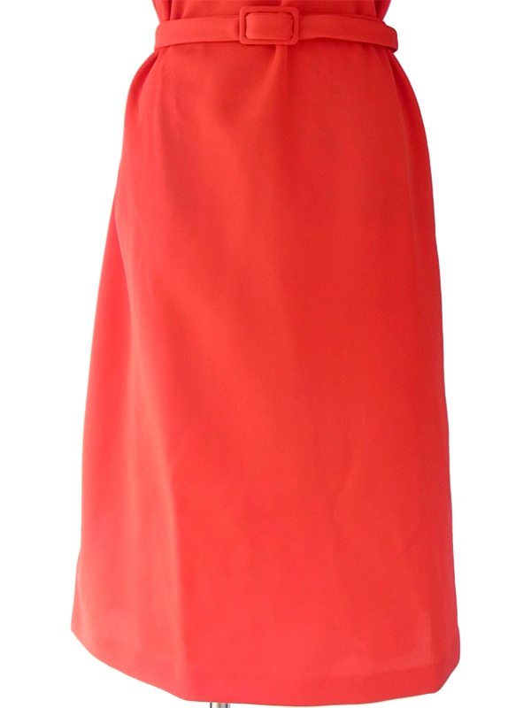 ヨーロッパ古着 ロンドン買い付け 60年代製 レッド X ネイビー 縁取り 共布ベルト付き レトロ ワンピース 16OM304