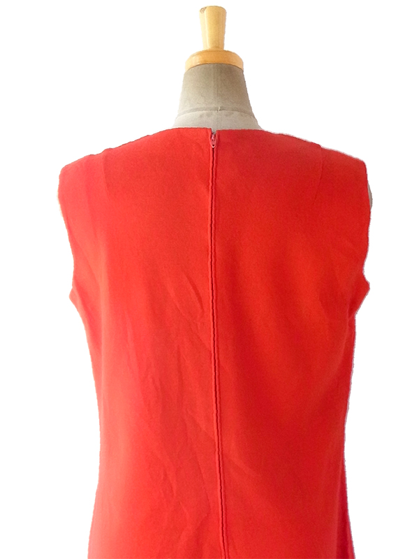 ヨーロッパ古着 ロンドン買い付け 60年代製 レッド X シームデザイン ヴィンテージ ウール ワンピース 16OM749