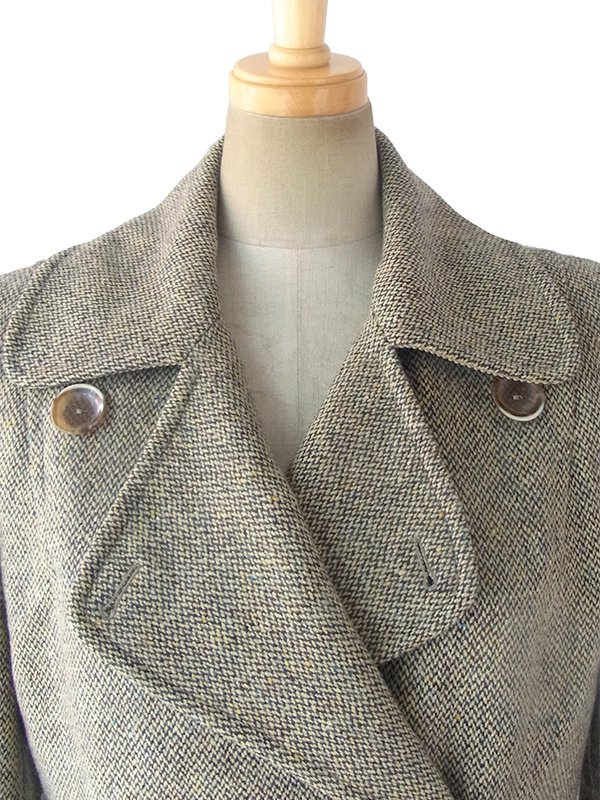 ヨーロッパ古着 ロンドン買い付け Paul Costelloe カーキ X ウール ツイード ジャケット コート 17BS108