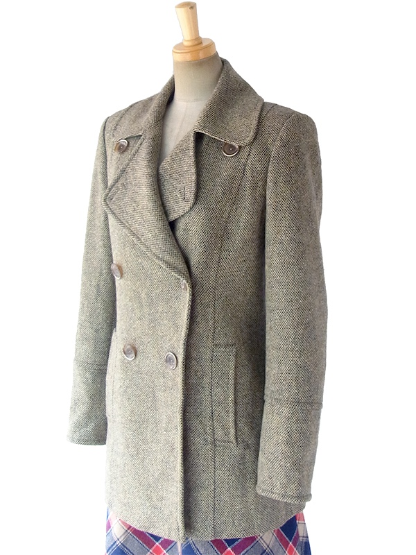 ヨーロッパ古着 ロンドン買い付け Paul Costelloe カーキ X ウール ツイード ジャケット コート 17BS108