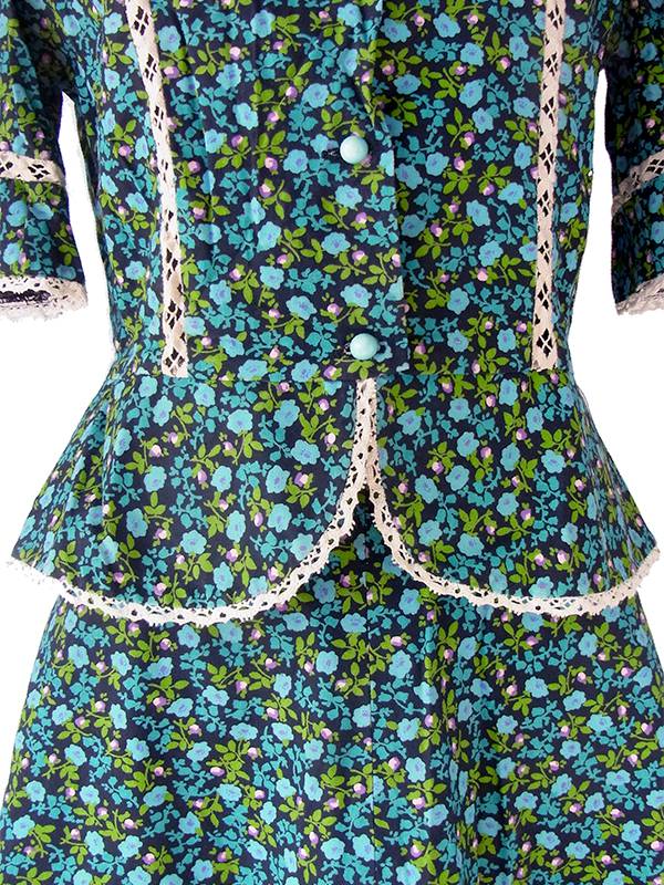 ヴィンテージ フランス 小花柄コットンミニドレス 細見え♡小花柄イエロー半袖ミニワンピース | loner select（ 韓国