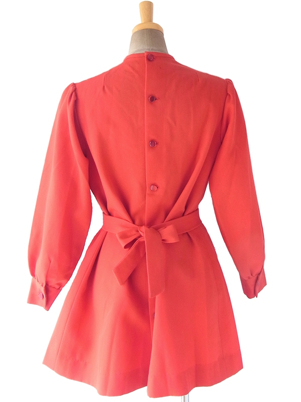 ヨーロッパ古着 フランス買い付け 60年代製 レッド X 美しいプリーツ ヴィンテージ ワンピース 17FC412