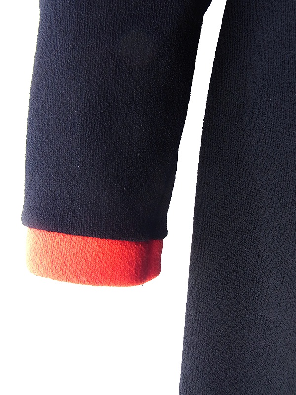 ヨーロッパ古着 ロンドン買い付け 70年代製 ブラック X レッド ライニング ヴィンテージ マキシ ワンピース 17OM641