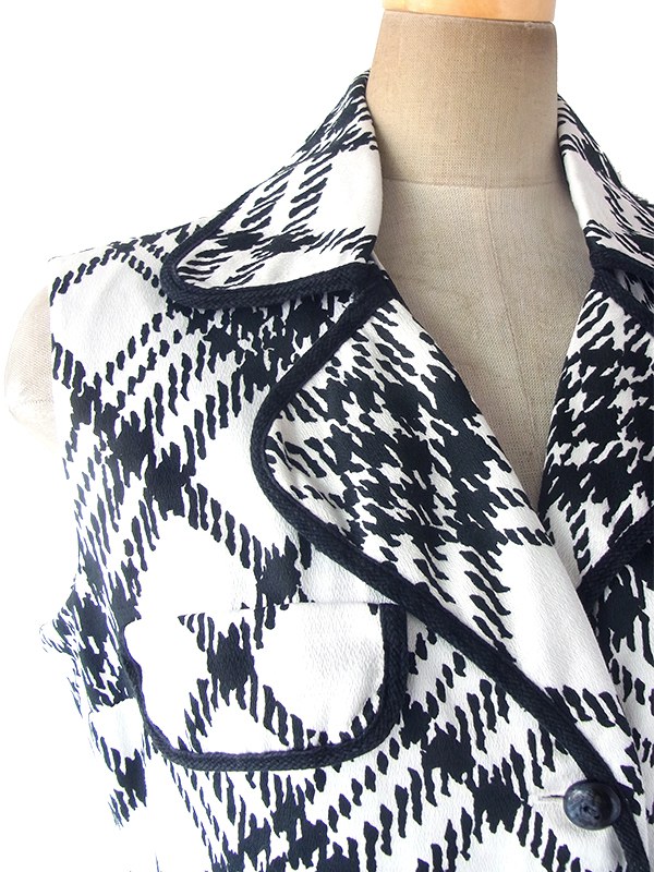 ヨーロッパ古着 ロンドン買い付け 70年代製 モノトーン X チェック柄 ボックスプリーツ ワンピース 18BS107