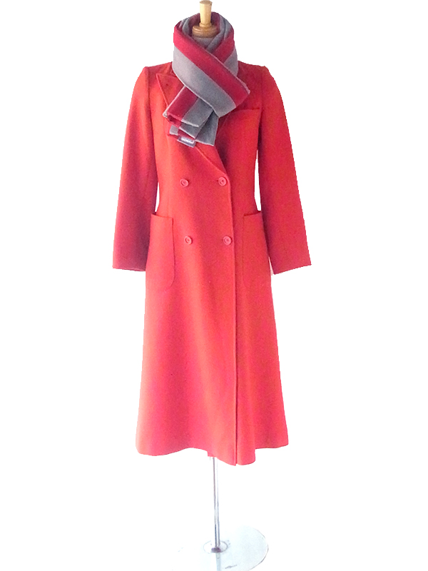 【ヨーロッパ古着】ロンドン買い付け グレイ X レッド ストライプ ウール スクール マフラー 18BS313【おとなかわいい】