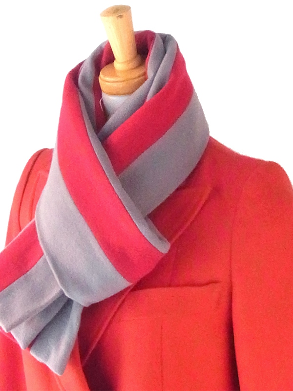【ヨーロッパ古着】ロンドン買い付け グレイ X レッド ストライプ ウール スクール マフラー 18BS313【おとなかわいい】
