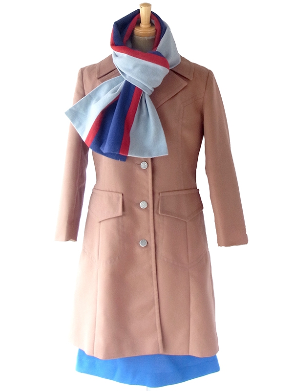 【ヨーロッパ古着】ロンドン買い付け ブルー レッド 水色 ストライプ ウール スクール マフラー 18BS321【おとなかわいい】