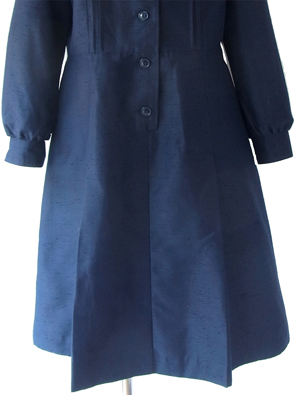 ヨーロッパ古着 フランス買い付け 60年代製 深いネイビー X 美麗シルエット ヴィンテージ ワンピース 18FC011