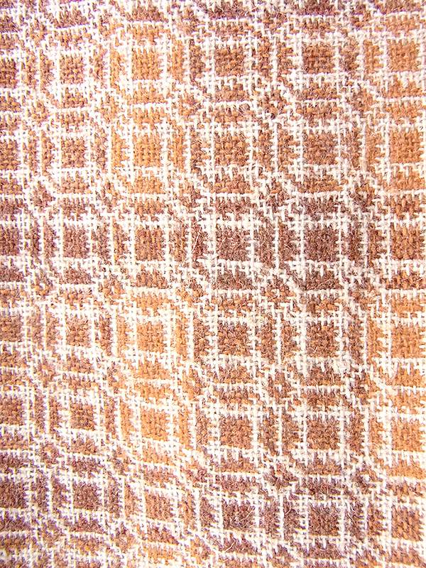 ヨーロッパ古着 フランス買い付け ６０年代製 オレンジ・ブラウン X 幾何学プリント ゴールドボタン モックネック ワンピース 18FC100