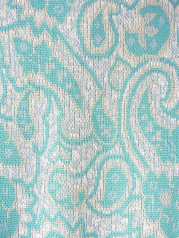 ヨーロッパ古着 フランス買い付け 60年代製 水色 X クリーム色 ペイズリー柄 可愛いボタン プリーツ ワンピース 18FC221