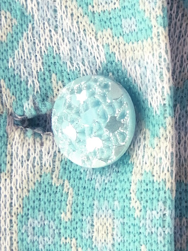 ヨーロッパ古着 フランス買い付け 60年代製 水色 X クリーム色 ペイズリー柄 可愛いボタン プリーツ ワンピース 18FC223