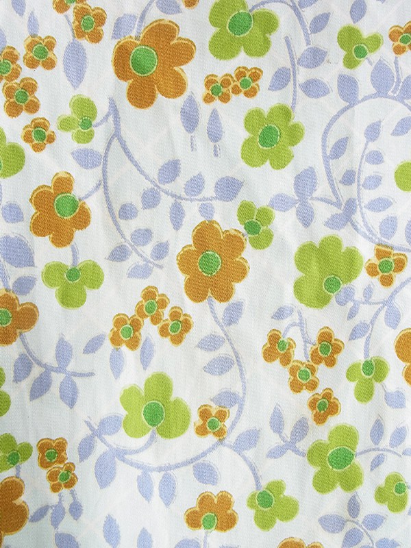 ヨーロッパ古着 フランス買い付け 60年代製 水色 X 花柄 パープルステッチ ポケット付き ワンピース 18FC309