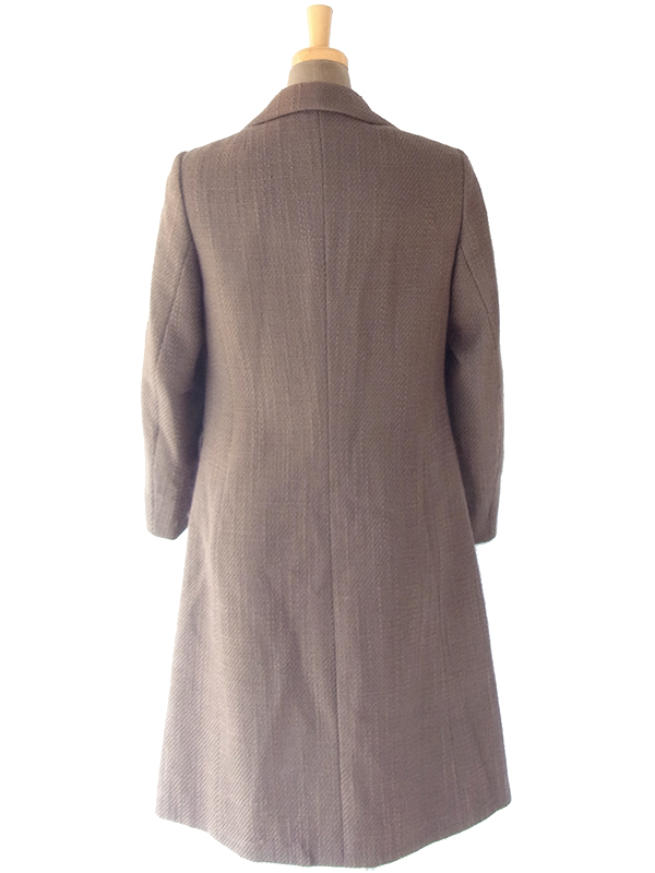 ヨーロッパ古着 フランス買い付け 60年代製 ダークブラウン X ウール ツイード コート 18FC503