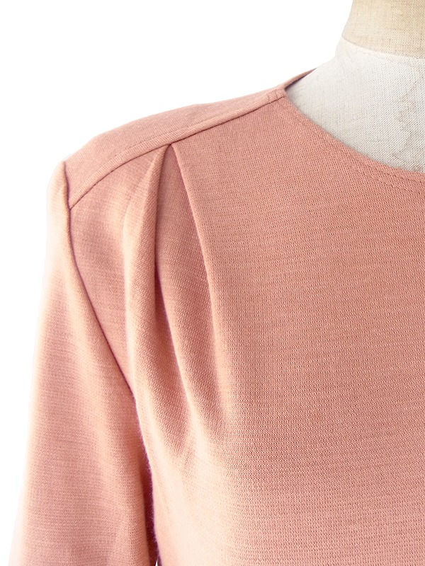 ヨーロッパ古着 フランス買い付け 70年代製 アプリコット X タックデザイン スカート生地が重なったスカート ワンピース 18FC514