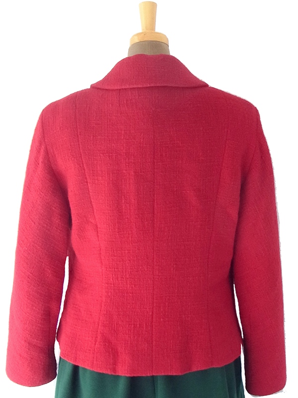 ヨーロッパ古着  60年代フランス製 レッド X くるみボタン ヴィンテージ ウール ジャケット 18SR015
