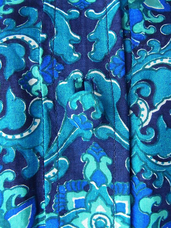 ヨーロッパ古着 ロンドン買い付け 60年代製 ターコイズブルー アラベスク模様 共布ベルト付き コットンシルク ワンピース 19BS029