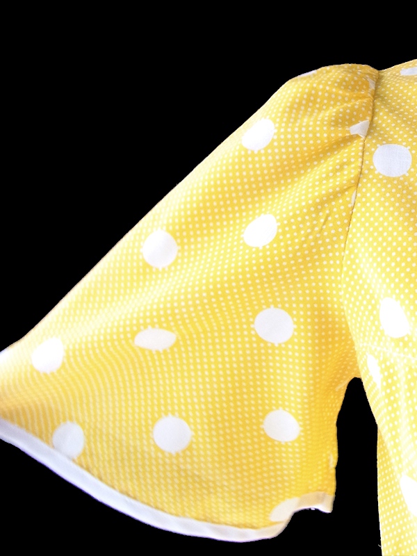 ヨーロッパ古着 ロンドン買い付け 60年代製 イエロー X ホワイト 水玉 ペプラム ブラウス 19BS035