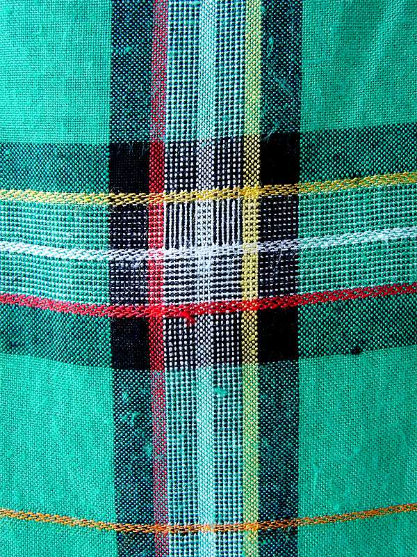 ヨーロッパ古着 フランス買い付け 60年代製 グリーン X カラフルチェック柄 ステッチ ヴィンテージ スカート 19FC116