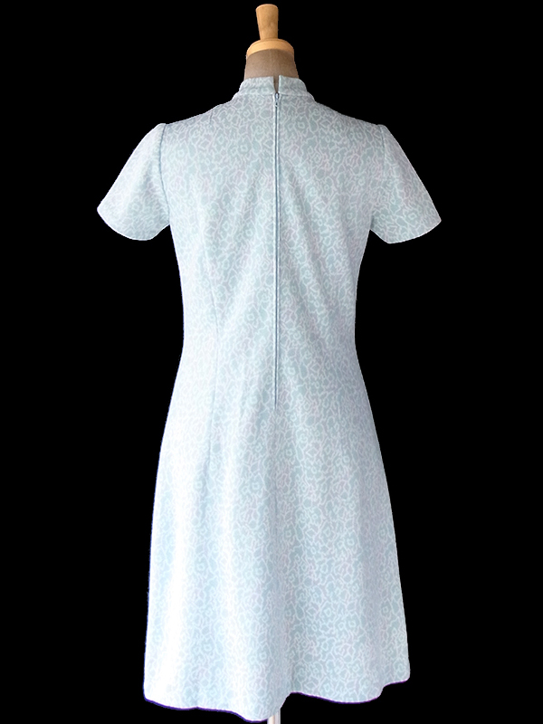 ヨーロッパ古着 フランス買い付け 60年代製 水色 X パープル 花柄モチーフレトロ柄 ヴィンテージ ワンピース 19FC407