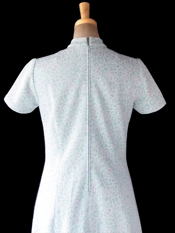 ヨーロッパ古着 フランス買い付け 60年代製 水色 X パープル 花柄モチーフレトロ柄 ヴィンテージ ワンピース 19FC407