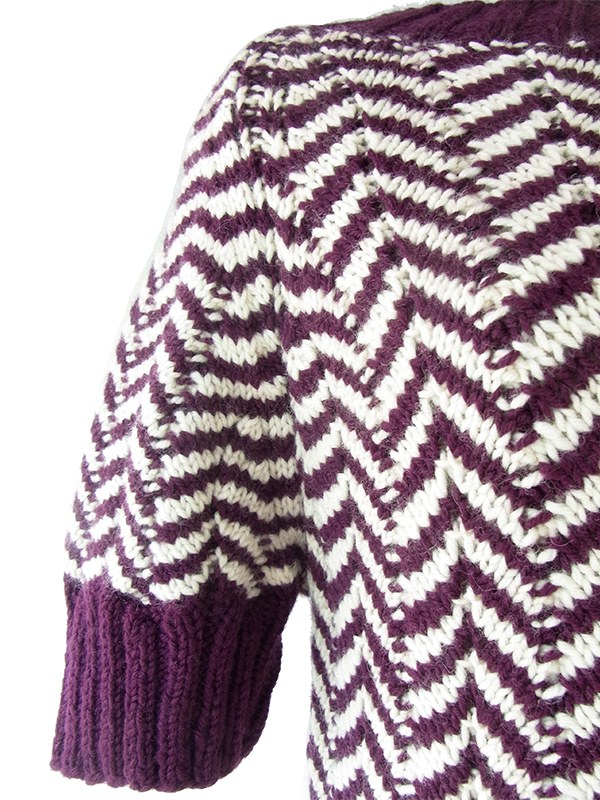 ヨーロッパ古着 ロンドン買い付け 60年代製 バーガンディー X アイボリー バイアス柄 ウール ニット ワンピース 20BS104