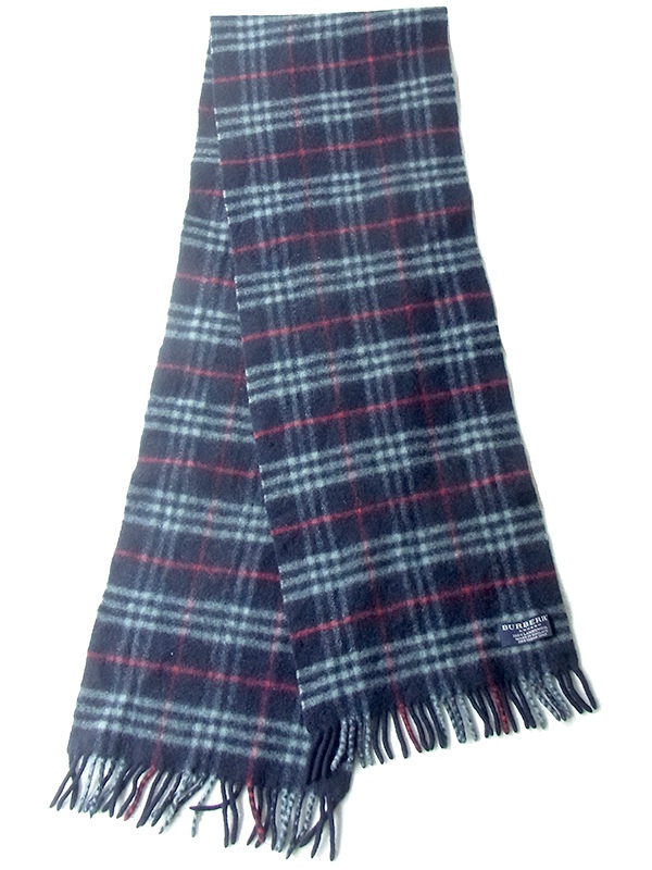 ☆激レア☆ BURBERRY Londonブルー チェック柄 マフラー Burberrylondon バーバリーロンドン マフラー ネイビー ノバ