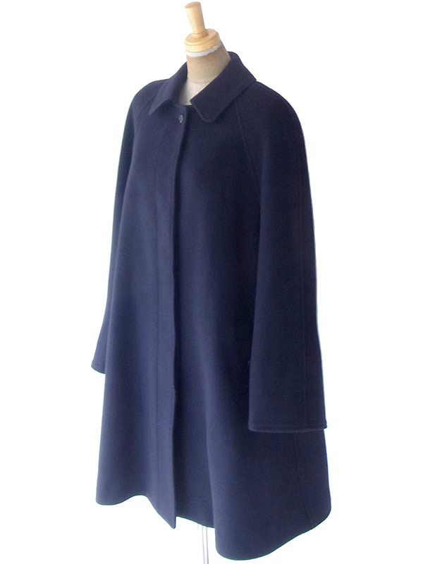 ヨーロッパ古着 ロンドン買い付け Burberry バーバリー ネイビー X 厚手 カシミア混ウール コート 20BS201